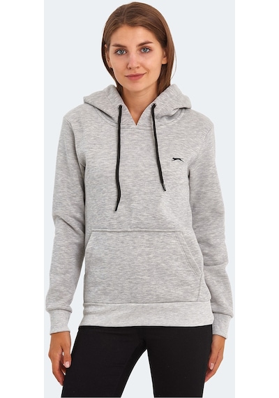 Slazenger KESHIAN IN Kadın Kapüşonlu Cepli Gri Sweatshirt