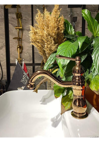 İsaoğlu Yapı Bakır Lavabo Bataryası Bronz Lavabo Musluğu Country Design Rose Bakır Banyo Bataryası Rose Gold