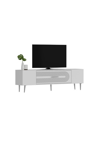Camilla Tv Sehpası Tv Ünitesi 150 Cm Beyaz Gümüş