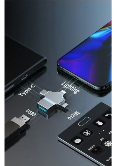 Foxyn Lightning  Type-c  Micro To Usb Bellek Okuyucu Dönüştürücü