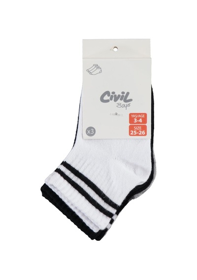 Civil Boys Basic Çizgili 3'lü 3-11 Yaş Erkek Çocuk Patik Çorap Standart