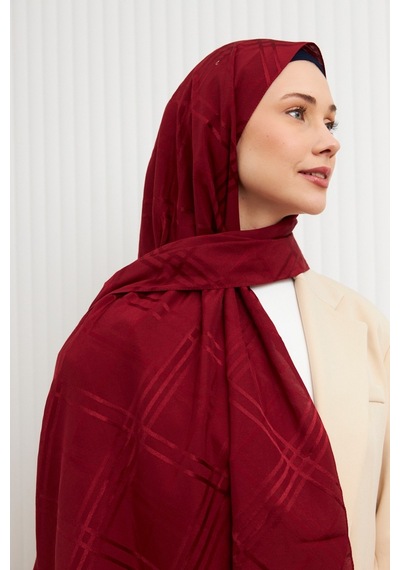 Mirsoy Scarf Aura Desen Pamuk Jakar Şal Bordo
