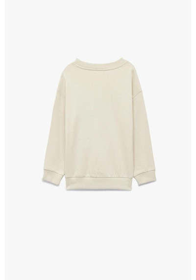 Koton Erkek Bebek Pamuklu Uzun Kollu Bisiklet Yaka Kaplan Baskılı Sweatshirt Ekru