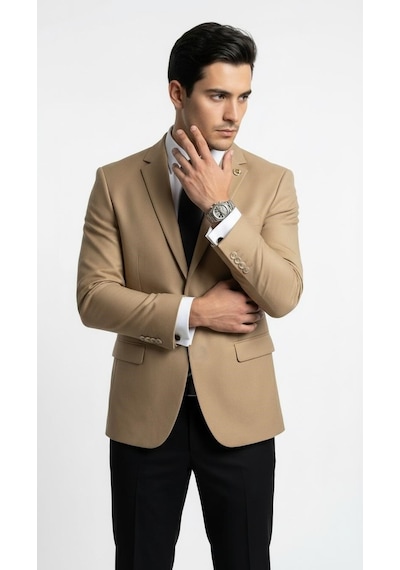 Plus Scorpion Erkek Blazer Ceket Twill Dokuma Likralı Notch Yaka 1 Düğmeli Çift Yırtmaçlı Slim Fit Camel Plus Scorpion Erkek Blazer Ceket Twill Dokuma Likralı Notch Yaka 1 Düğmeli Çift Yırtmaçlı Slim Fit Camel