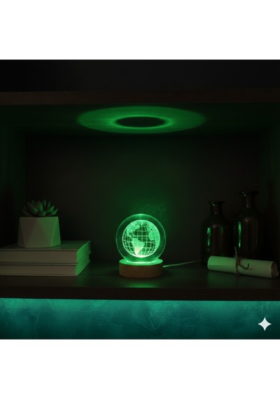 Kristal Küre Dünya Model Büyük Boy Usb'li , Rgb Işıklı