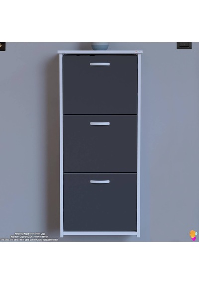 Modilayn West Asma Kapı Önü 52x116x26 Cm Lik 3 Düşer Kapak 6 Göz Bölmeli Ayakkabılık Antrasit - Beyaz Modilayn West Asma Kapı Önü 52x116x26 Cm Lik 3 Düşer Kapak 6 Göz Bölmeli Ayakkabılık Antrasit - Beyaz