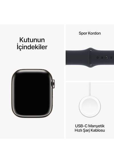 Apple Watch Series 9 GPS + Cellular 41 MM Çelik Kasa Spor Kordon S/M Akıllı Saat (Apple Türkiye Garantili)