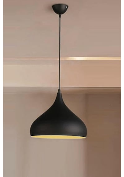 Reyes Modern Retro Metal Siyah Içi Gold Renk Sıvamalı Sarkıt Cafe - Mutfak Tekli Avize Diğer