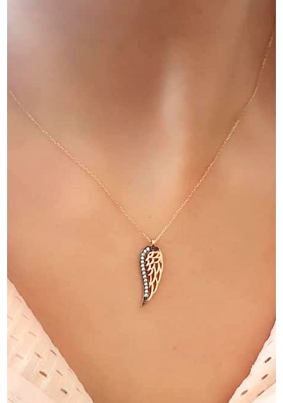 Elmas Isciliginde Zirkon Taşlı Minimal Melek Kanadı Figurlu Gümüş