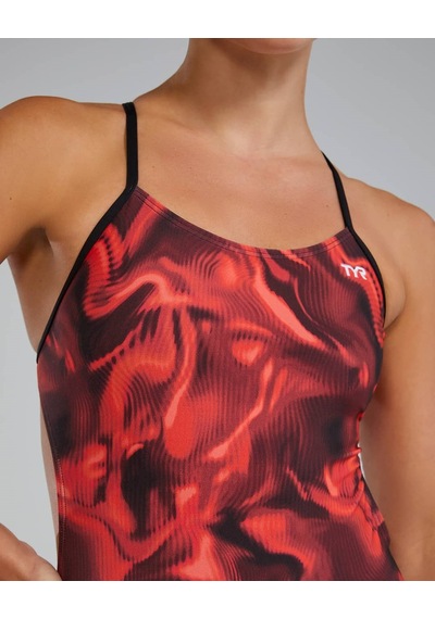 Tyr Durafast Elite Women's Cutoutfit Swimsuit - Waveform Kırmızı