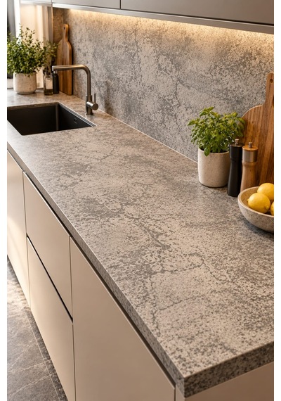 Deconitte Kendinden Yapışkanlı Bej Gri Beton Desenli Pvc Folyo Mobilya Dolap Masa Tezgah Kaplama 60x100cm