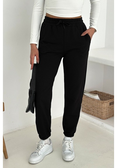 Kadın Bağcıklı Jogger Pantolon & Eşofman Altı Sportif & Enerjik Stil Siyah Kadın Bağcıklı Jogger Pantolon & Eşofman Altı Sportif & Enerjik Stil Siyah