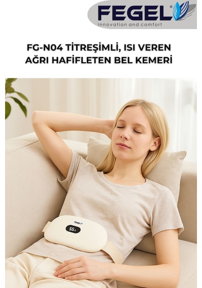 Fegel FG-N04 5 Kademe Isıtmalı Titreşimli 4000 mAh Şarjlı Bel-Karın Masaj Kemeri