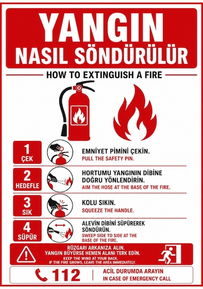 Yangın Nasıl Söndürülür 21x30cm Pvc Isg Levha