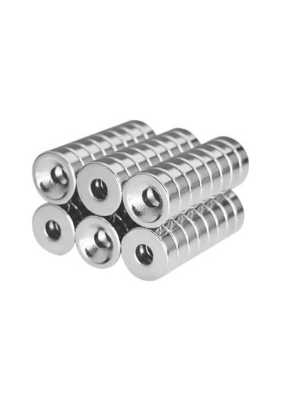10 Adet Havşalı Delikli Neodyum Mıknatıs, 15x5 Mm