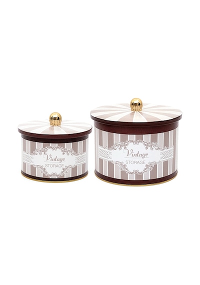 Evle Elegance Topuz Kulplu Saklama Kabı 2'li Set 17.5 x 13 CM + 14 x 10 CM