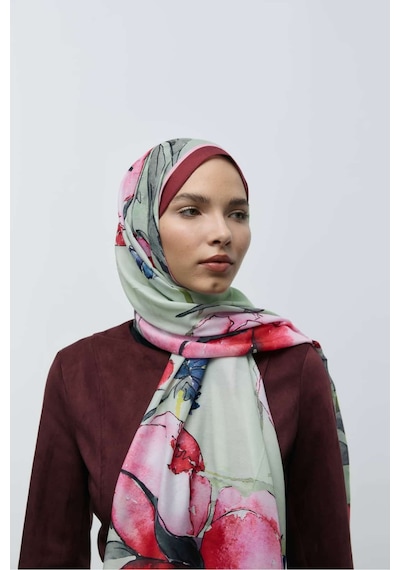 Moda Kaşmir Nileya Desen Pamuk Şal Bordo