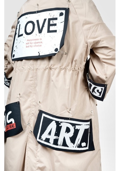 Pua Fashion Bej Sırt Arma Trenchcoat 001