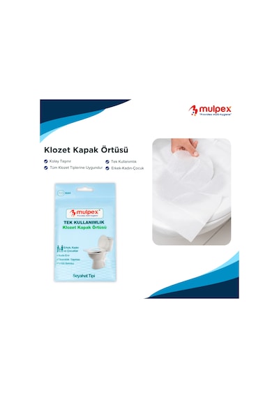 Mulpex Tek Kullanımlık Suda Çözünür Klozet Kapak Örtüsü 20 x 10'lu