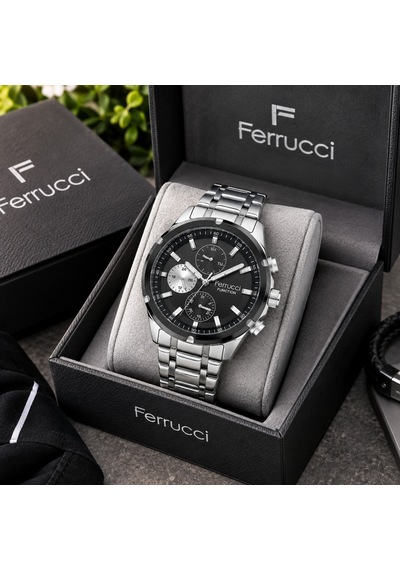 Ferrucci Fc70239 Fonksiyonları Aktif Çelik Kordon Ve Kasa Spor Model Erkek Kol Saati Siyah