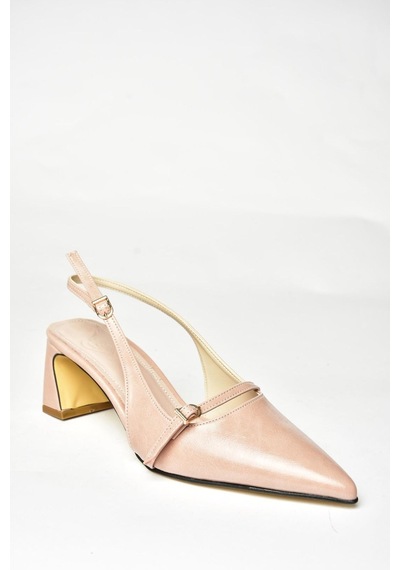 Fox Shoes U654078709 Pudra Kalın Topuklu Kadın Ayakkabı Pudra