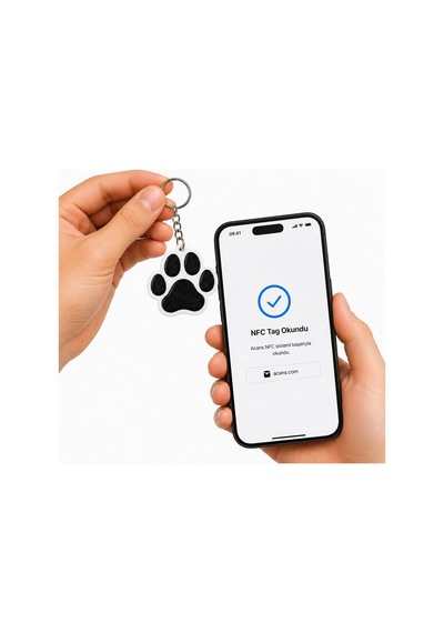 Pati Figürlü Kişiselleştirilebilir Nfc Anahtarlık Siyah
