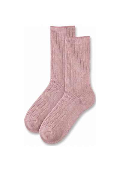 Lykos Kadın Pudra Pembe Kaşmir Karışım Fitilli Soket Çorap 2'li Paket