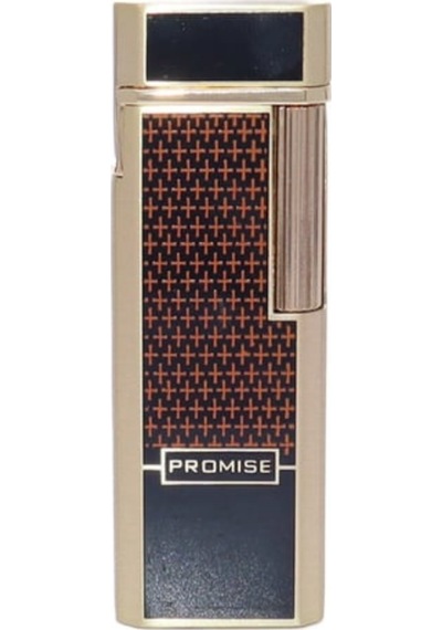 Promise Twiggy Siyah Gold İşlemeli Metal Soft Flame Çakmak