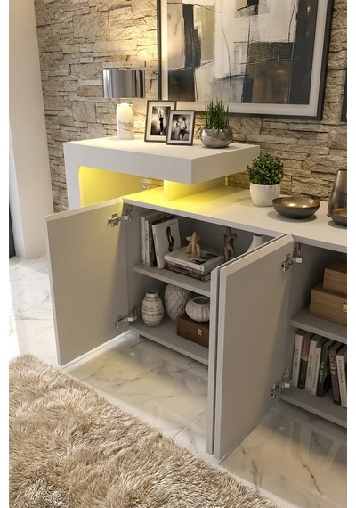 Burc Ledli Konsol 200 Cm Beyaz