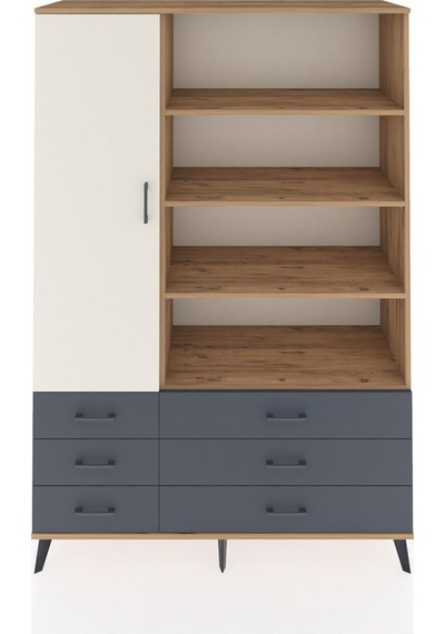 Hyperion Dolap 8 Raflı 6 Çekmeceli Tek Kapaklı 132x44x195 Çam-aytaşı/antrasit Aytası/antrasıt Hyperion Dolap 8 Raflı 6 Çekmeceli Tek Kapaklı 132x44x195 Çam-aytaşı/antrasit Aytası/antrasıt