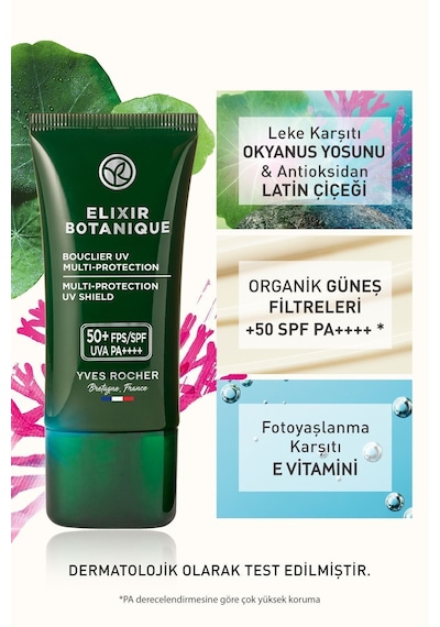 Yves Rocher Bitkisel Antioksidan Elixir Botanique Leke Karşıtı 50 SPF Yüz Güneş Kremi-E vitamini-30 ML