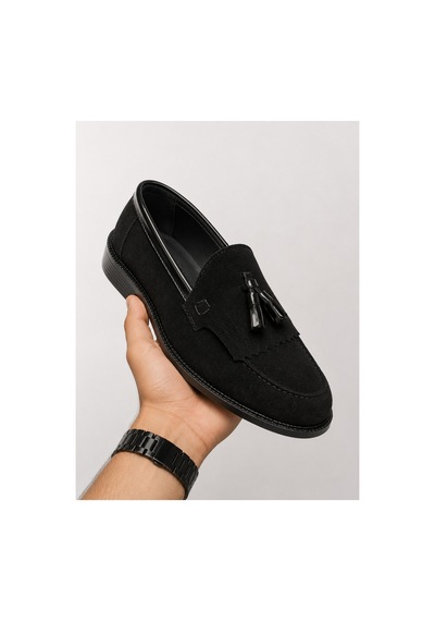 Yalçın Erkek Siyah Süet Parlak Detaylı Loafer Püsküllü Klasik Günlük Ayakkabı Siyah - 905434467 Siyah
