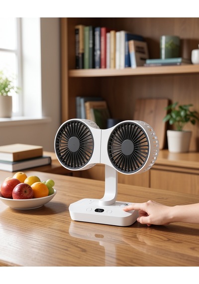 Şarjlı Masa Vantilatörü With Ayarlanabilir Çift Fan Uczzsp012fan-3