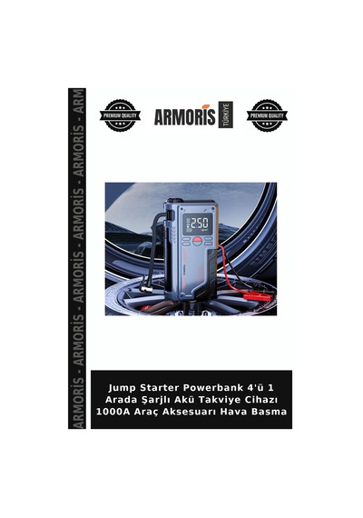 Jump Starter Powerbank 4'ü 1 Arada Şarjlı Akü Takviye Cihazı 1000a Araç Aksesuarı Hava Basma