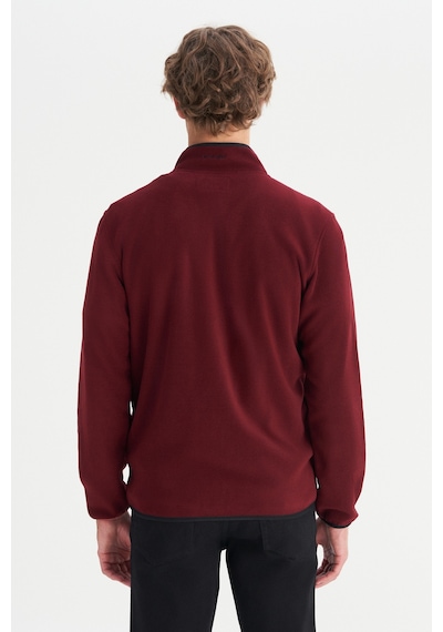 Wrangler Regular Fit Normal Kesim Dik Yaka Fermuarlı Bordo Polar Ceket Wine