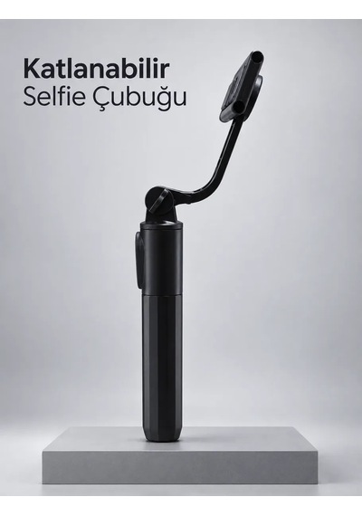 Uzaktan Fotoğraf Çekimi İçin Döndürülebilir Telefon Tutuculu Selfie Çubuğu