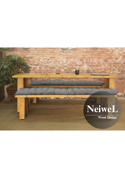 Neiwel Dove Doğal Ahşap Banklı Toplantı Masasıı x 100 x 200 Açık Ceviz