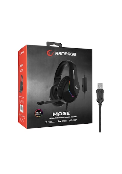 Rampage Mage 7.1 Surround RGB Kulak Üstü Oyuncu Kulaklığı
