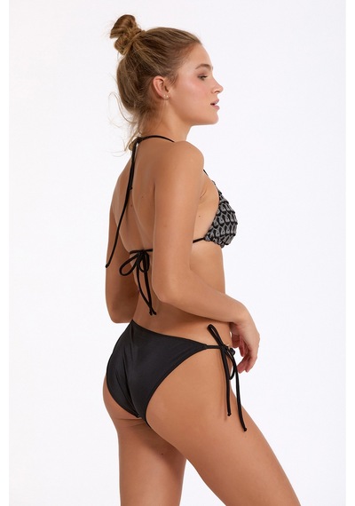 Argento Kadın Siyah Çıkarılabilir İnce Kaplı Boyundan Bağlamalı Üçgen Bikini Takımı Siyah