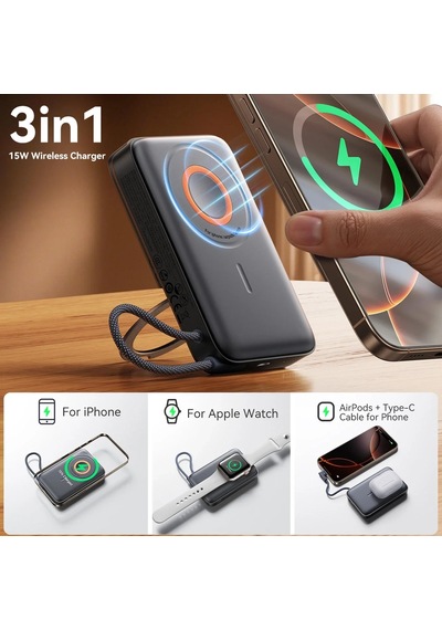 Joyroom Jr-pbm02 20w 10.000 Mah Kablolu 3 İn 1 Magsafe Powerbank Diğer