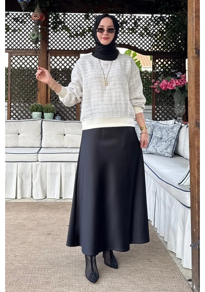 Rabia Şamlı Tanem Tüvit-saten Etekli Takım Ekru Normal