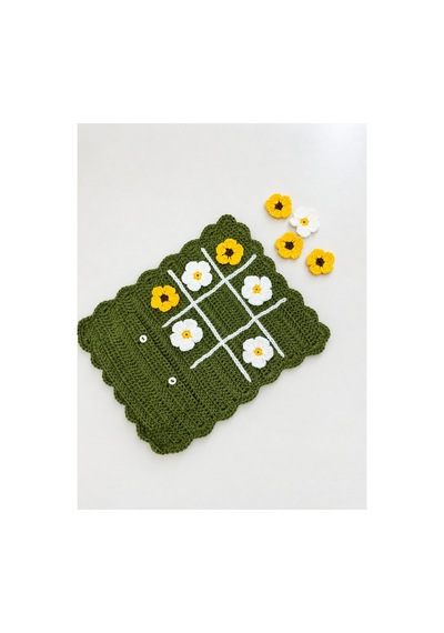 Örgü Çiçekli Xox Oyunu/el Yapımı Tic Tac Toe Montessori Oyun Seti