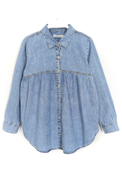 Robadan Büzgülü Kız Çocuk Denim Gömlek Mavi 001-0001978 Mavi