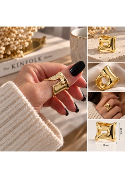 Modern Tasarım Çelik Yüzük Gold