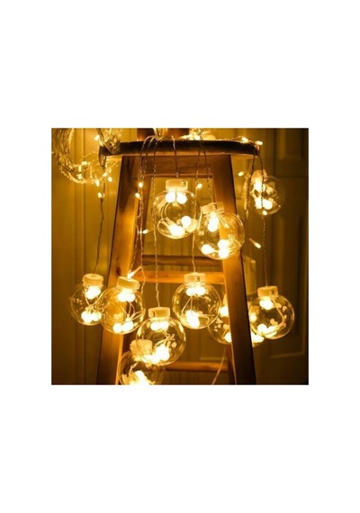 Dekoratif Led Işıklı Top Perde Led Animasyonlu Küre Toplu Ampul Perde Led Fişli Eklenebilir 3mt Şeffaf