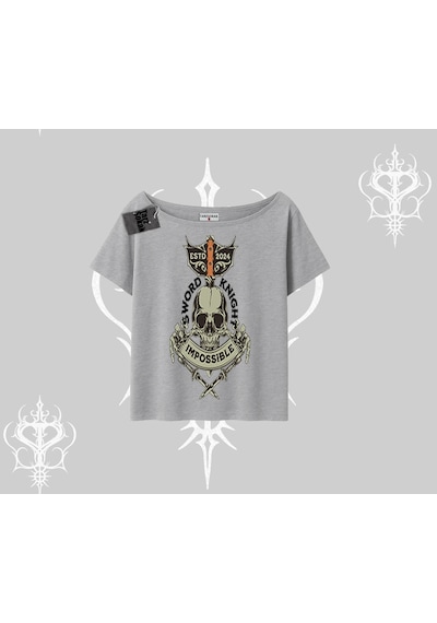 Startmore Startmore Kayık Yaka Tshirt Sword Knight Skull Impossible Street Creed Gri