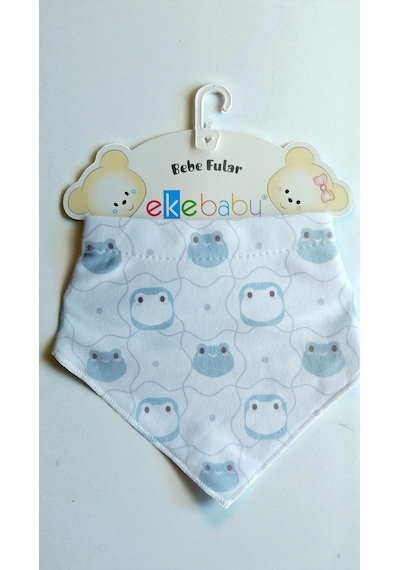 Çift Katlı Çıtçıt Kapamalı Pamuk Bebek Fular Önlük Mavi