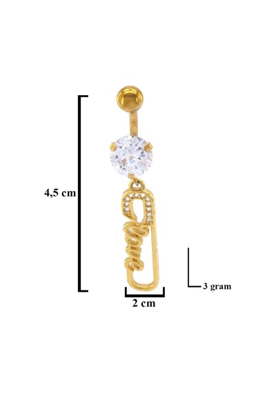 Ferizz Altın Kaplama Zirkon Taşlı Kanca Piercing Prc-126