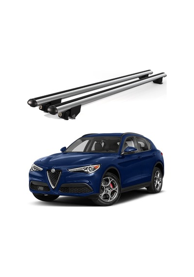 Kanca Alfa Romeo Stelvio 2017 Ve Sonrası Uyumlu Gri Kilitli Ara Atkı 120cm Port Bagaj Tavan Barı