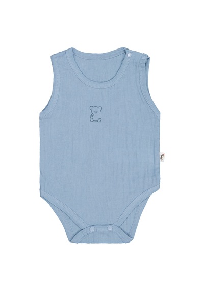 Civil Baby Ayıcık Baskılı 1-18 Ay Çıtçıtlı Badi - Mavi